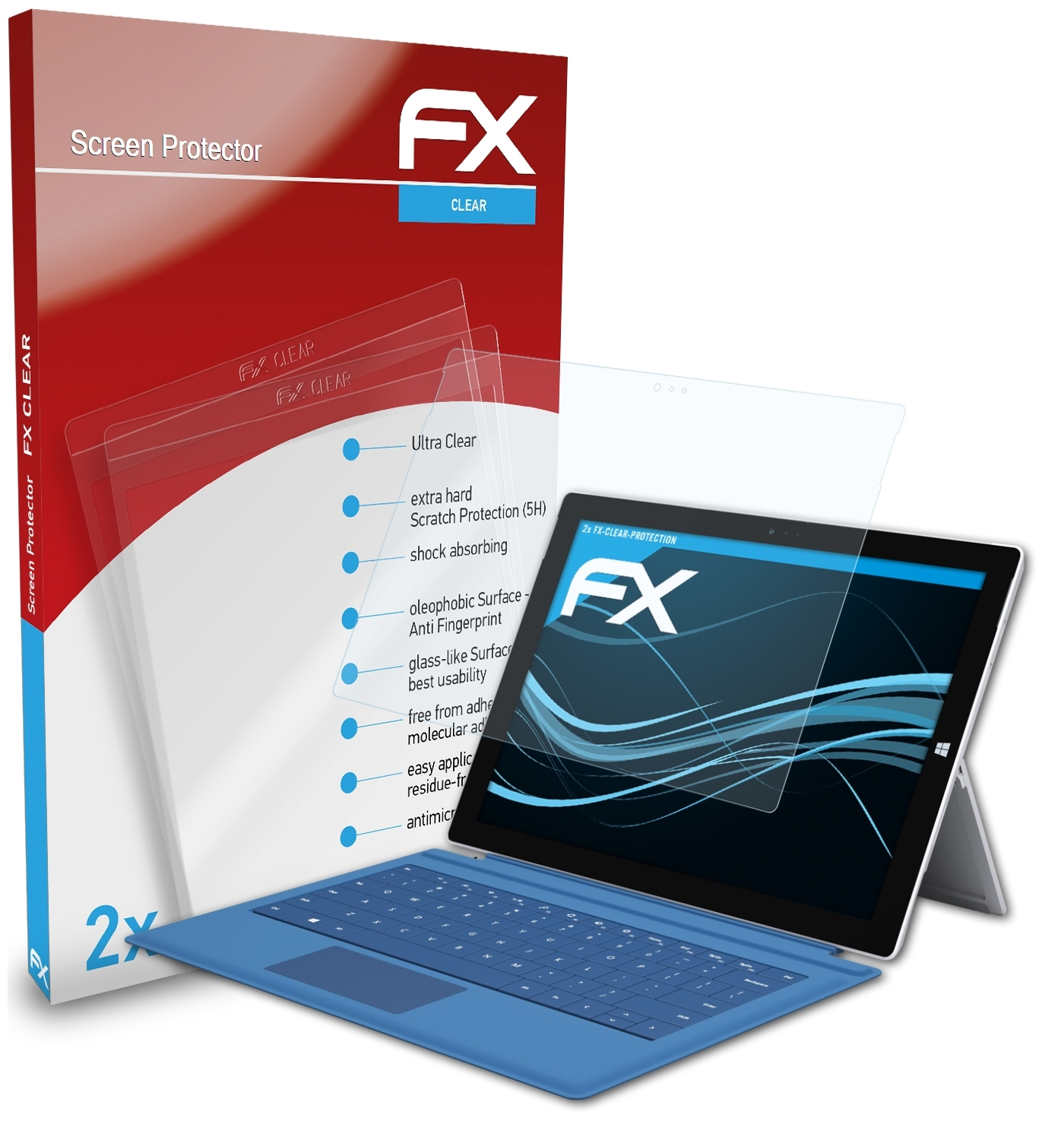 ATFOLIX 2x FX-Clear Displayschutz(für Microsoft Surface Pro 3)