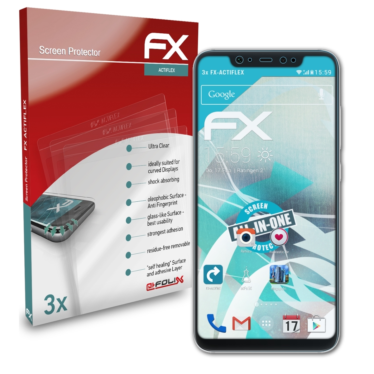 3x FX-ActiFleX ATFOLIX Mi Xiaomi 8) Displayschutz(für