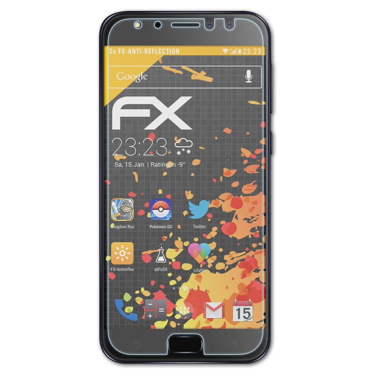 ATFOLIX 3x FX-Antireflex Asus (ZD552KL)) 4 Displayschutz(für Pro Selfie ZenFone