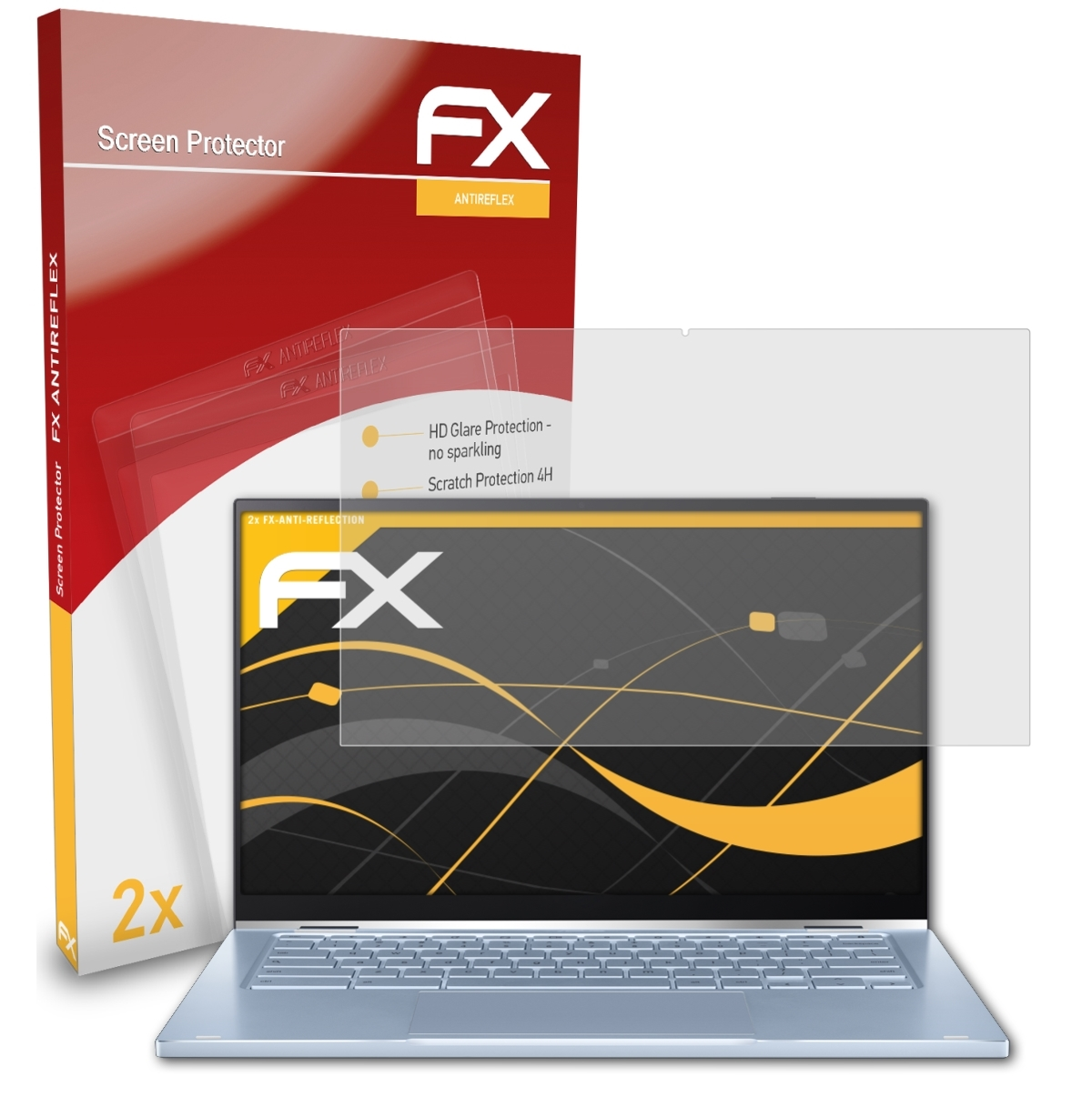 Chromebook 2x Displayschutz(für (C433TA)) Asus C433 FX-Antireflex Flip ATFOLIX