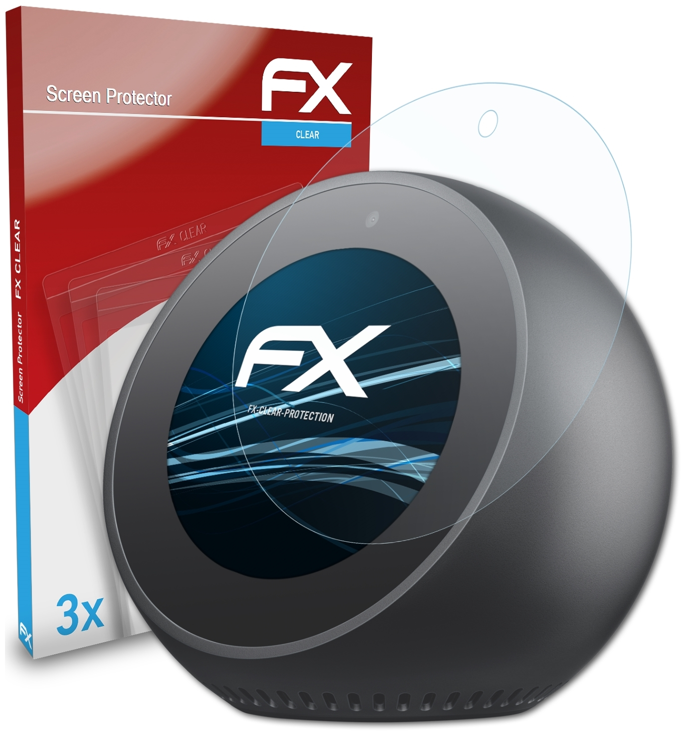 ATFOLIX 3x FX-Clear Displayschutz(für Amazon Spot) Echo
