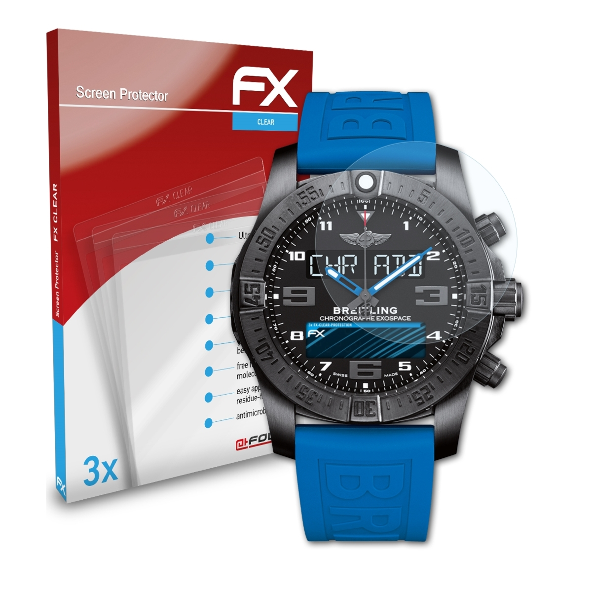 Supersports FX-Clear Displayschutz(für 3x B55) ATFOLIX Breitling