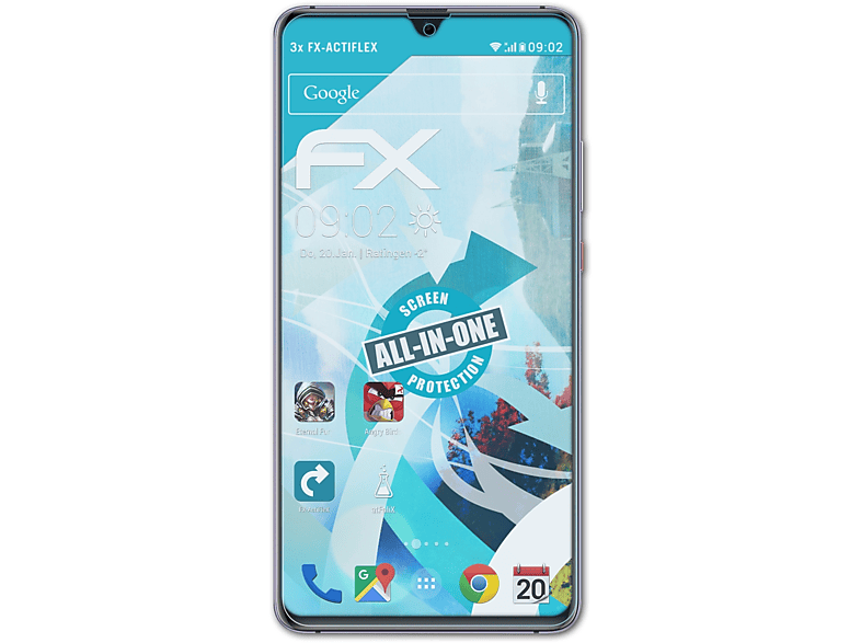 ATFOLIX 3x FX-ActiFleX Displayschutz(für Huawei X) 20 Mate