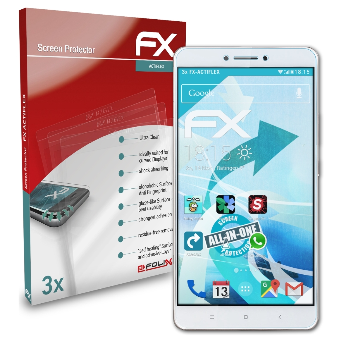3x Xiaomi Mi ATFOLIX 2) Max FX-ActiFleX Displayschutz(für