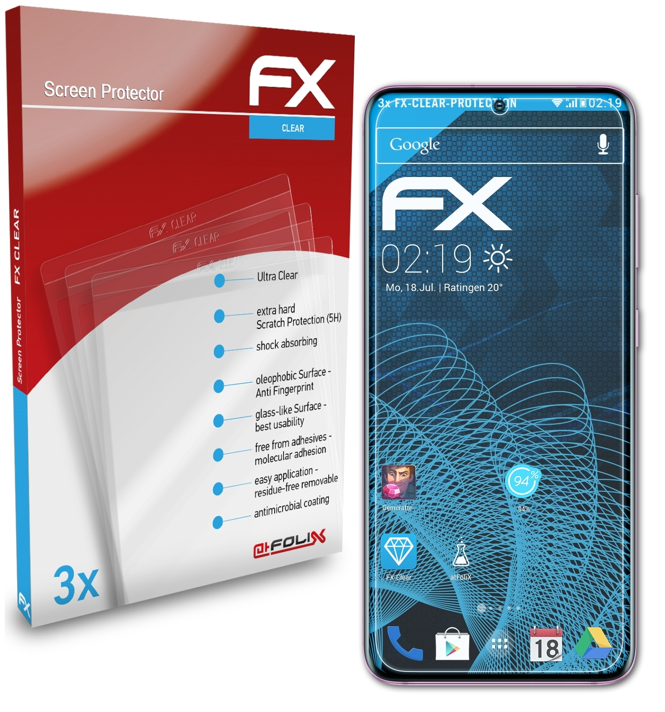 Displayschutz(für 3x FX-Clear Samsung S20) ATFOLIX Galaxy