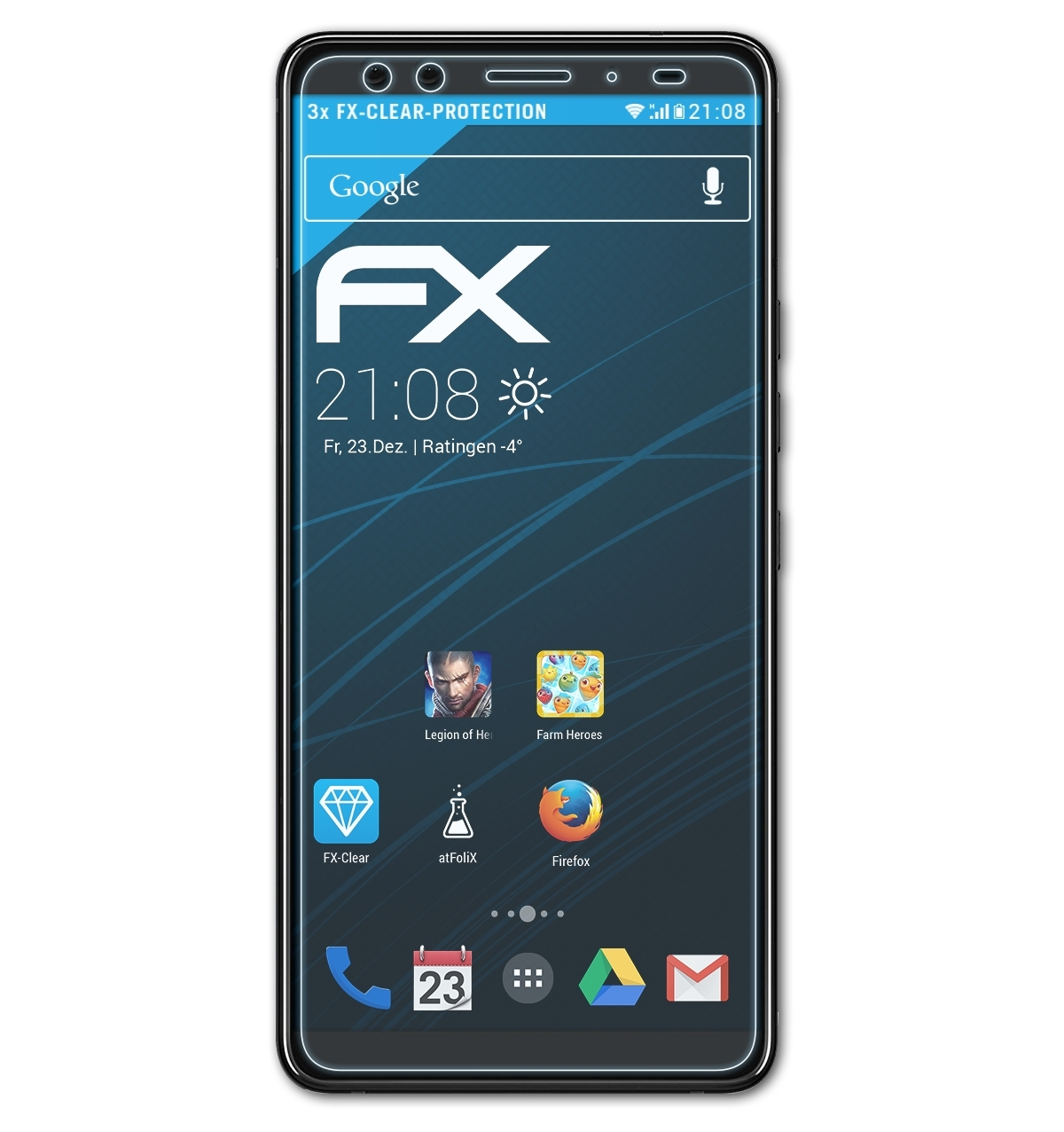 ATFOLIX 3x FX-Clear Displayschutz(für HTC U12+)