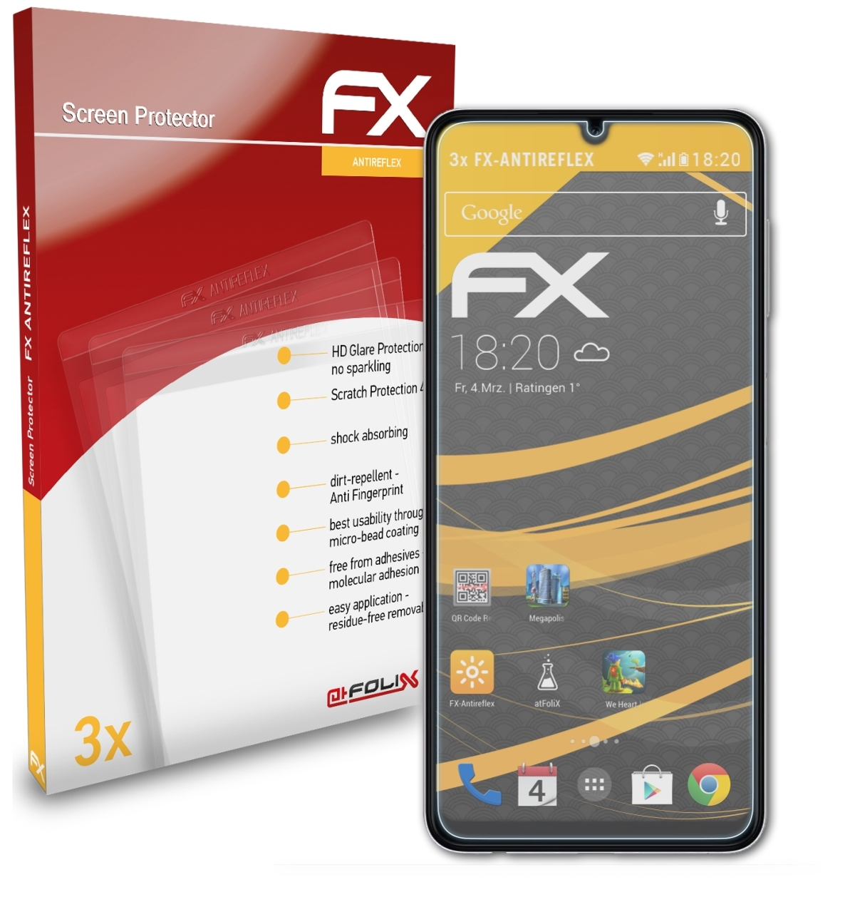 ATFOLIX 3x FX-Antireflex Displayschutz(für Samsung A22 4G) Galaxy