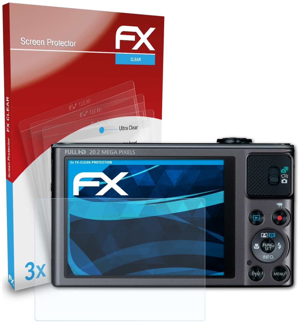 Canon 3x Displayschutz(für FX-Clear ATFOLIX SX620 HS) PowerShot