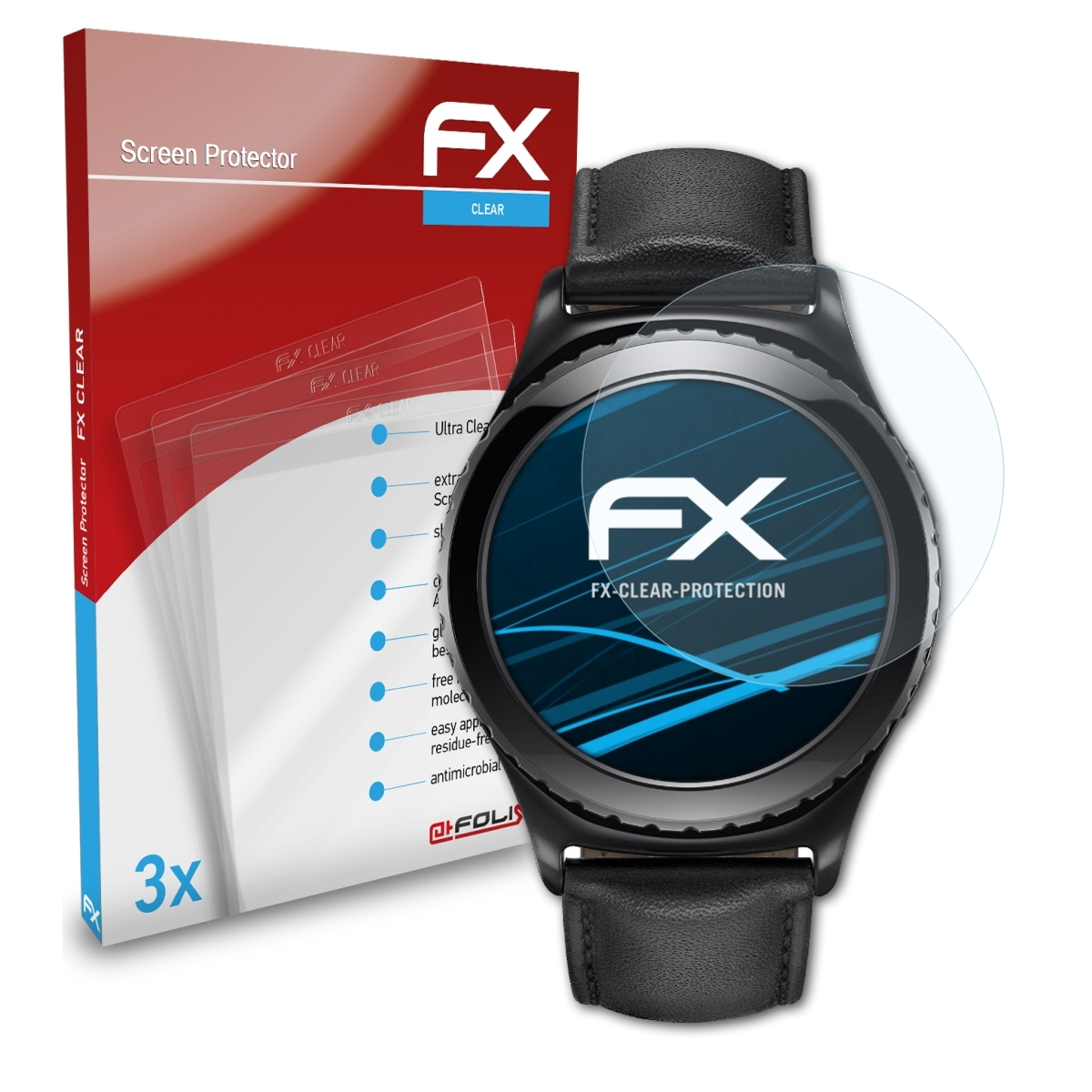 ATFOLIX 3x FX-Clear Samsung Displayschutz(für Gear S2)