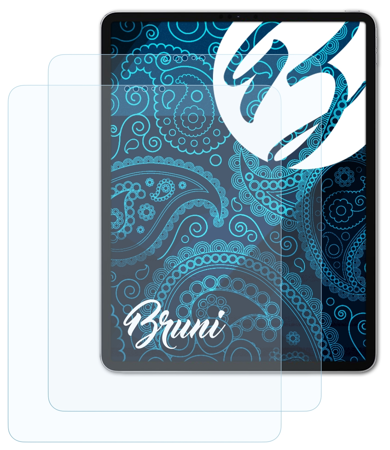 BRUNI 2x Basics-Clear Schutzfolie(für iPad Apple 12,9 (2021)) Pro