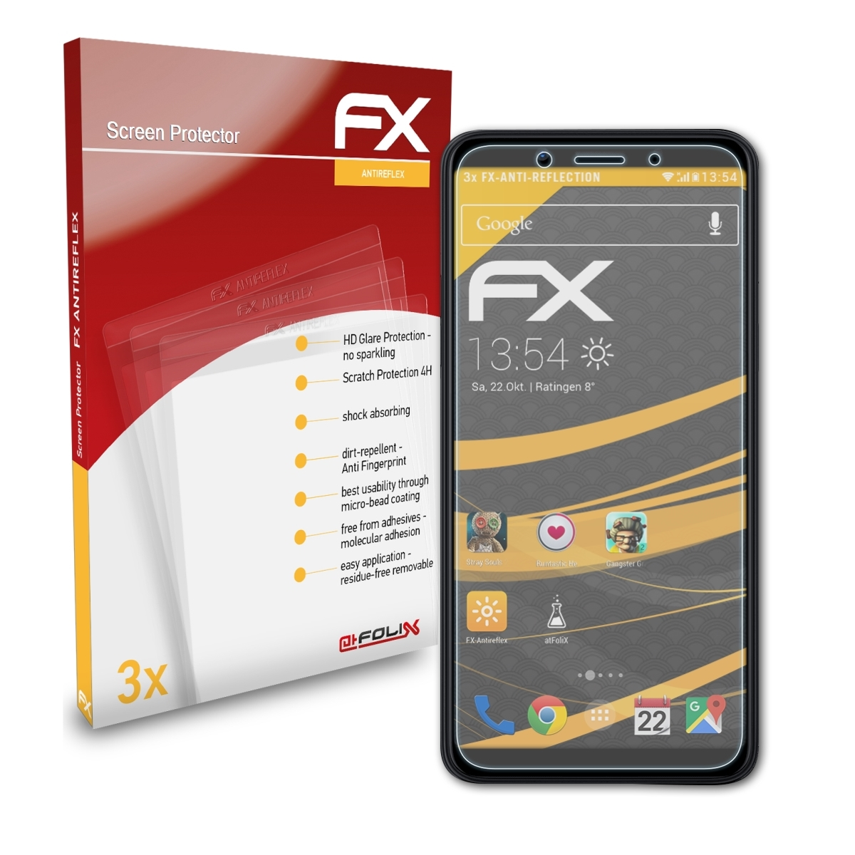 3x Displayschutz(für ATFOLIX Oppo FX-Antireflex A73)