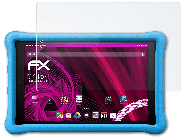 ATFOLIX FX-Hybrid-Glass Schutzglas(für Amazon Fire HD 10 Kids (Edition 2018))