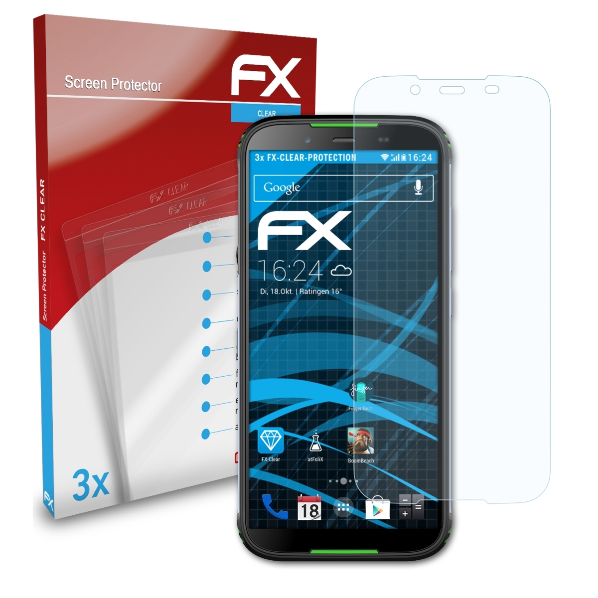 HT80) 3x Displayschutz(für FX-Clear Homtom ATFOLIX