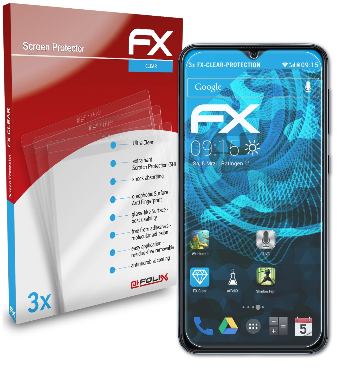 ATFOLIX 3x FX-Clear Displayschutz(für Samsung A10) Galaxy