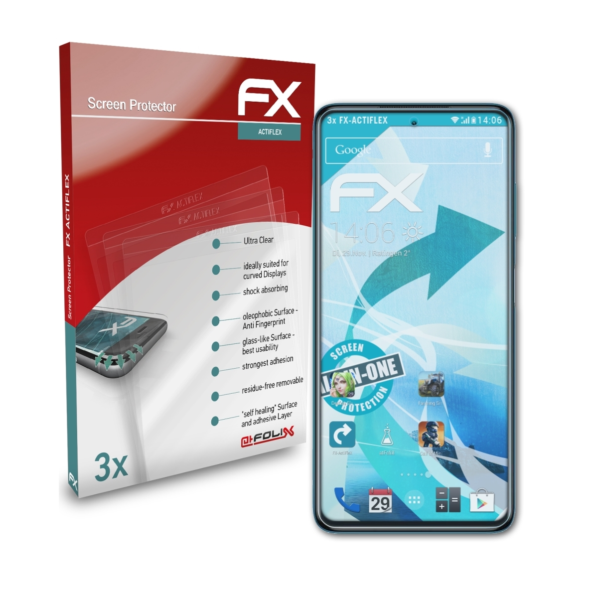 ATFOLIX 3x X3) Xiaomi Displayschutz(für Poco FX-ActiFleX