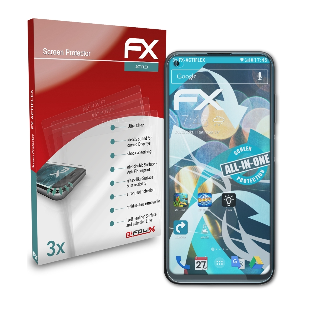 3x FX-ActiFleX A90) ATFOLIX Blackview Displayschutz(für