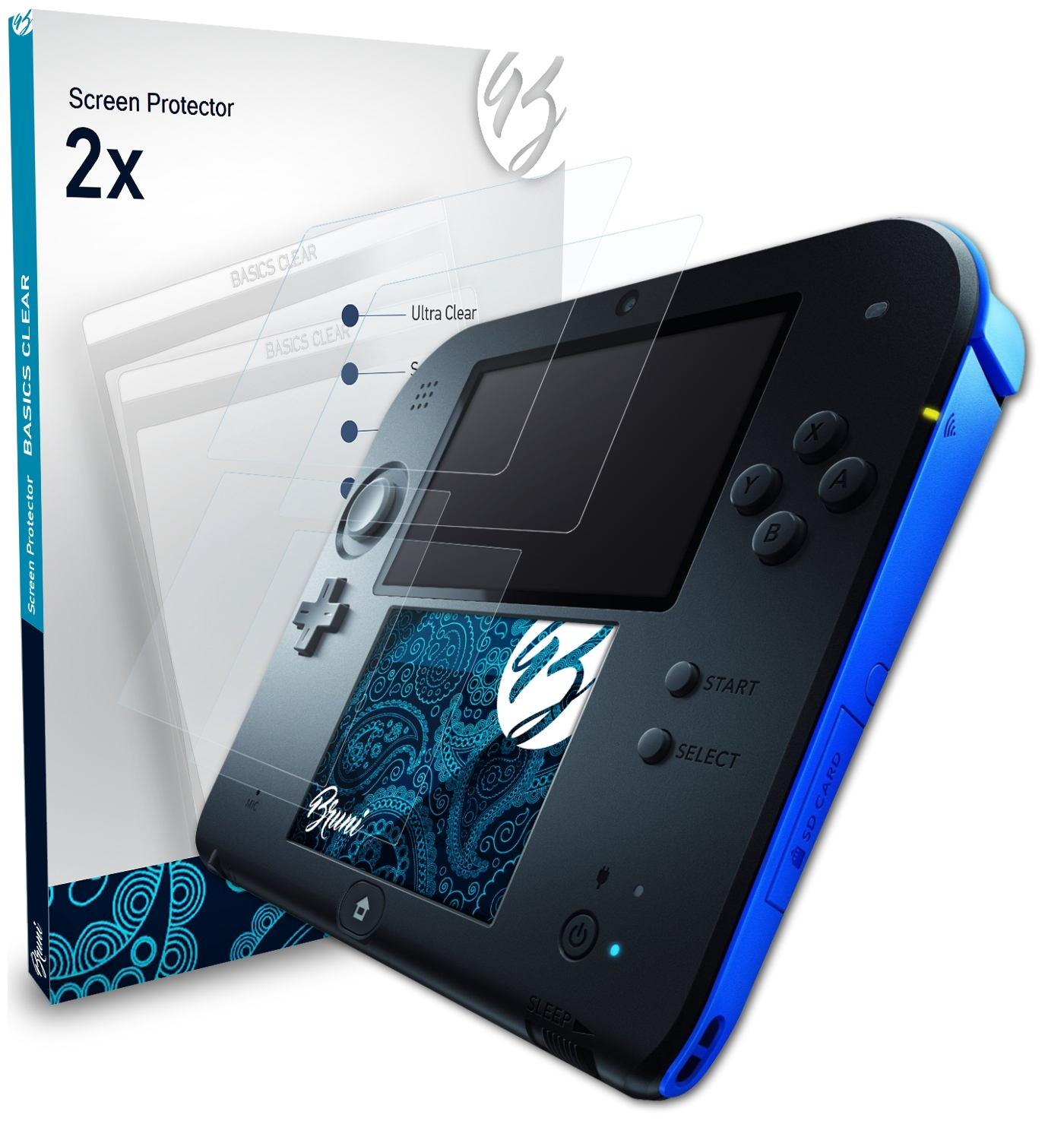 BRUNI 2x Basics-Clear Schutzfolie(für 2DS) Nintendo