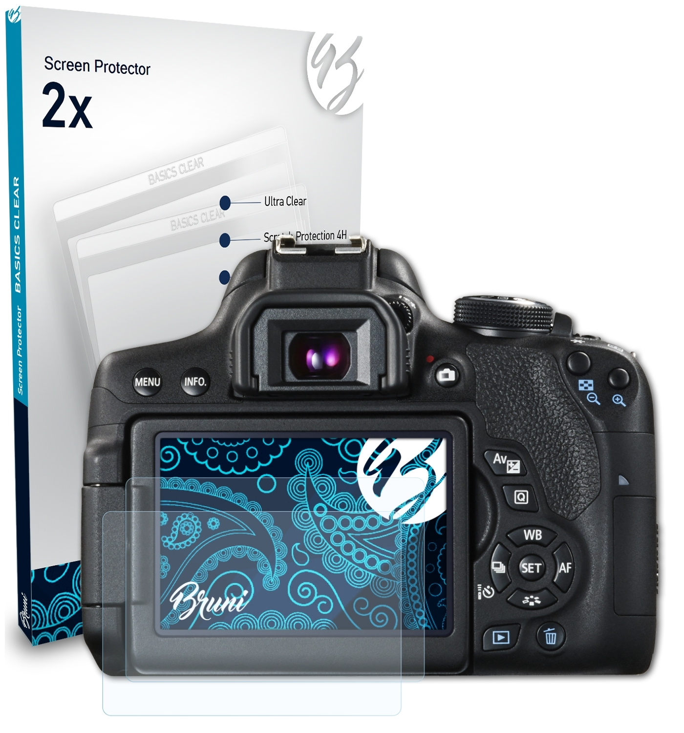 BRUNI 2x Basics-Clear Schutzfolie(für 750D) Canon EOS