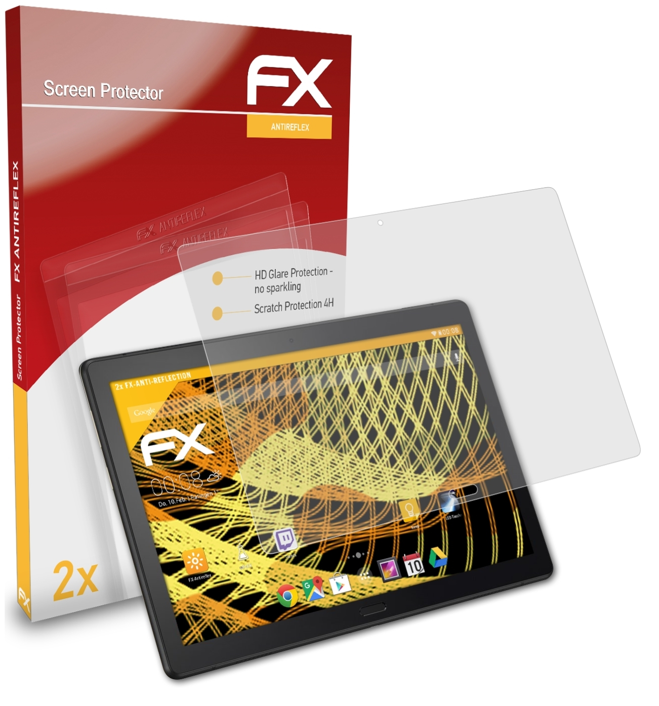 Lenovo P10) ATFOLIX Tab FX-Antireflex 2x Displayschutz(für