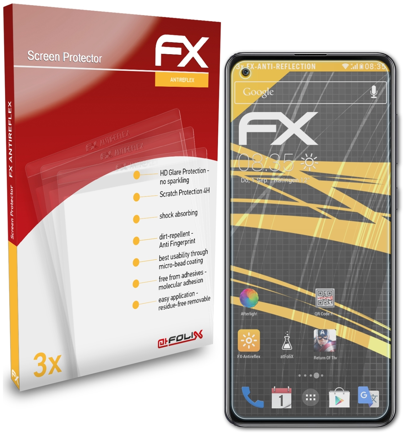 ATFOLIX 3x FX-Antireflex A21s) Samsung Galaxy Displayschutz(für
