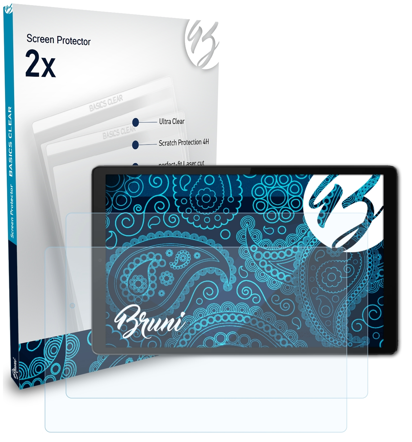 BRUNI 2x Basics-Clear (2. M10 Generation)) Schutzfolie(für Tab Lenovo HD