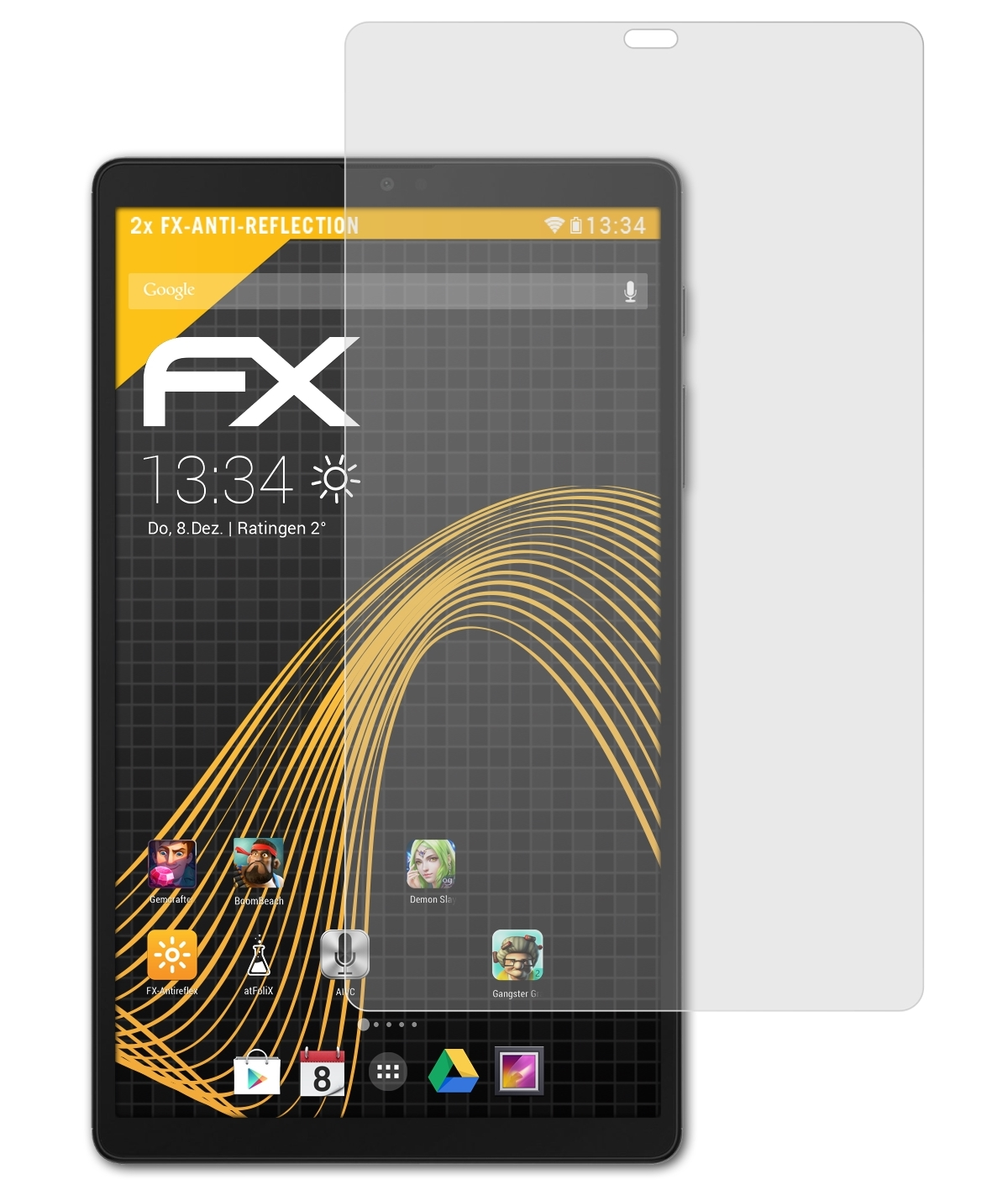 Displayschutz(für ATFOLIX Galaxy 2x Lite) FX-Antireflex A7 Samsung Tab