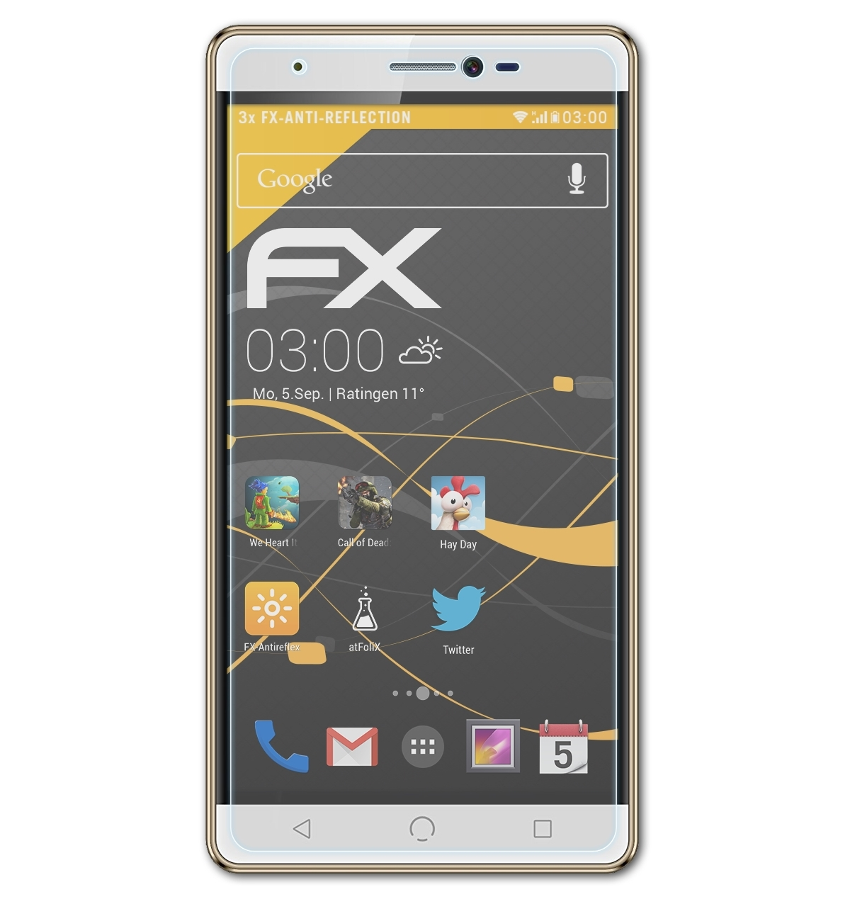 ATFOLIX 3x FX-Antireflex Displayschutz(für Nuu M3) Mobile