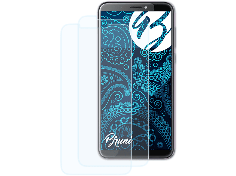BRUNI 2x Basics-Clear 12+) HTC Schutzfolie(für Desire