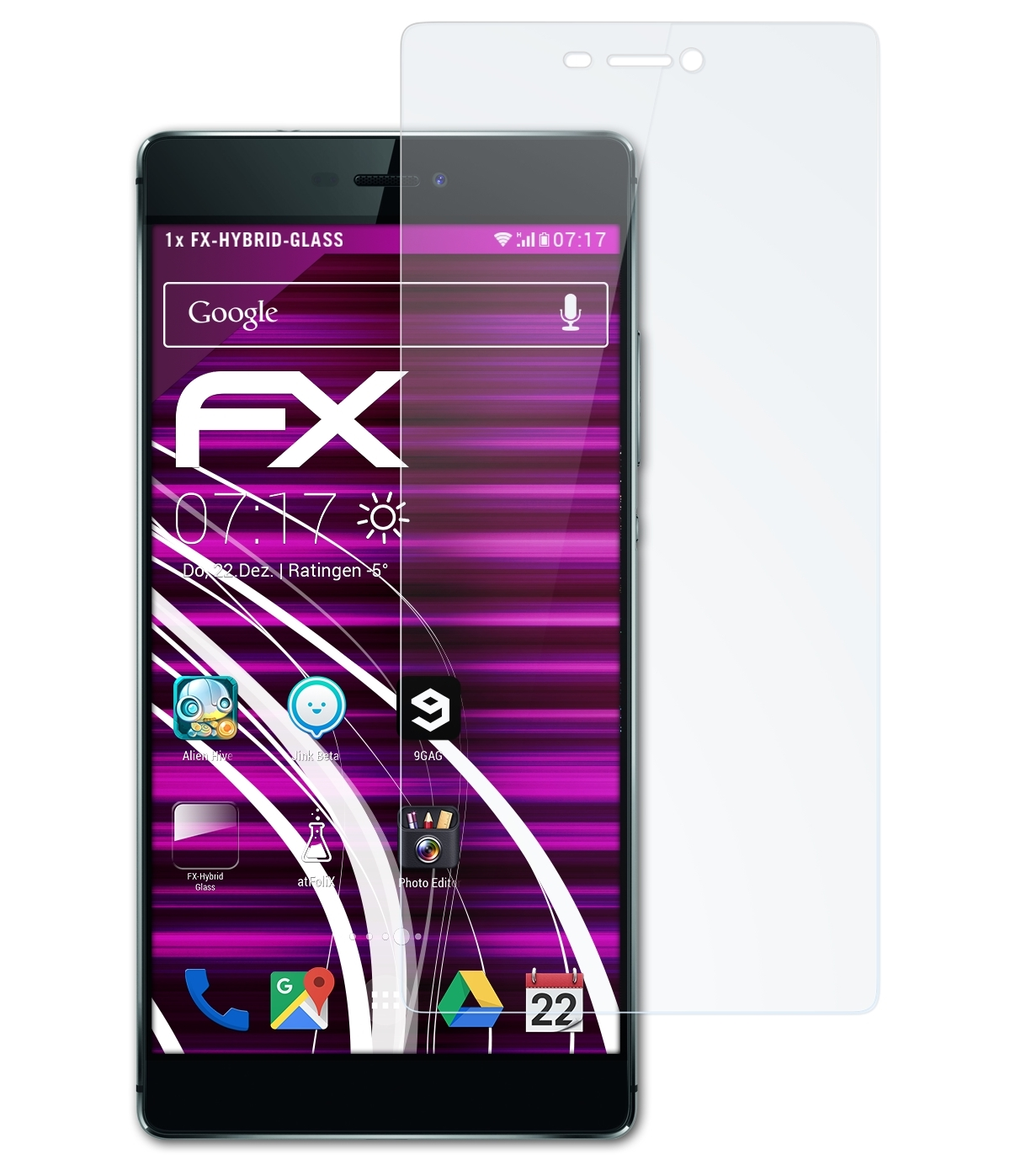 FX-Hybrid-Glass P8) Huawei Schutzglas(für ATFOLIX