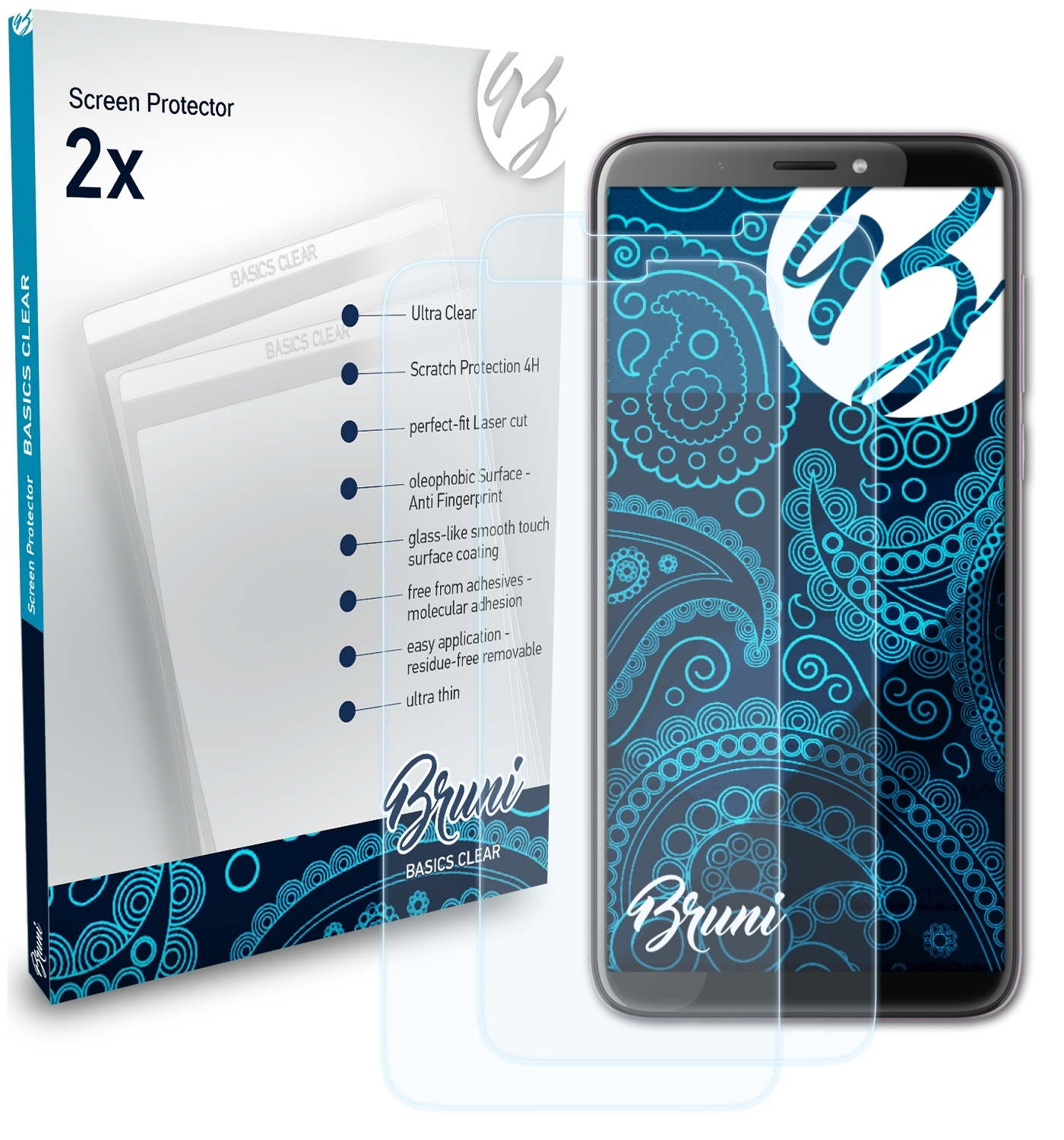 BRUNI 2x Basics-Clear Schutzfolie(für Desire HTC 12+)