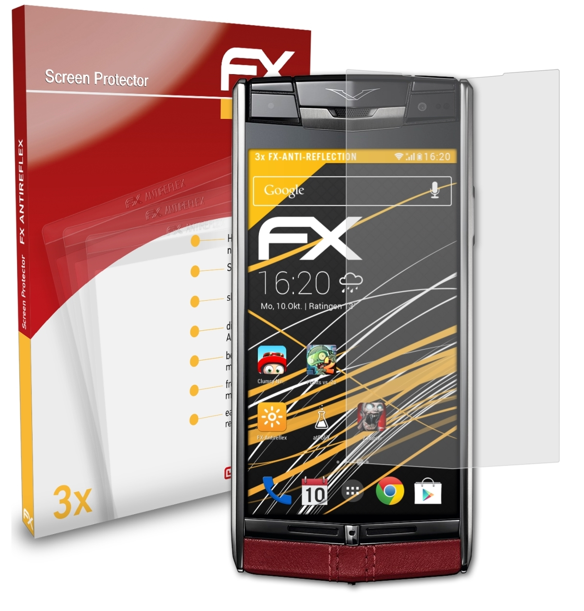 Vertu Touch) FX-Antireflex 3x Displayschutz(für ATFOLIX Signature