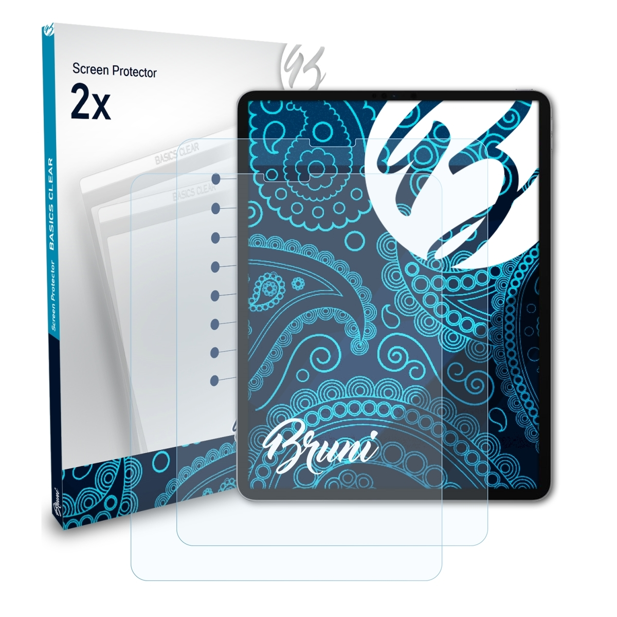 BRUNI 2x Schutzfolie(für Pro Apple Basics-Clear (2020)) iPad 12.9