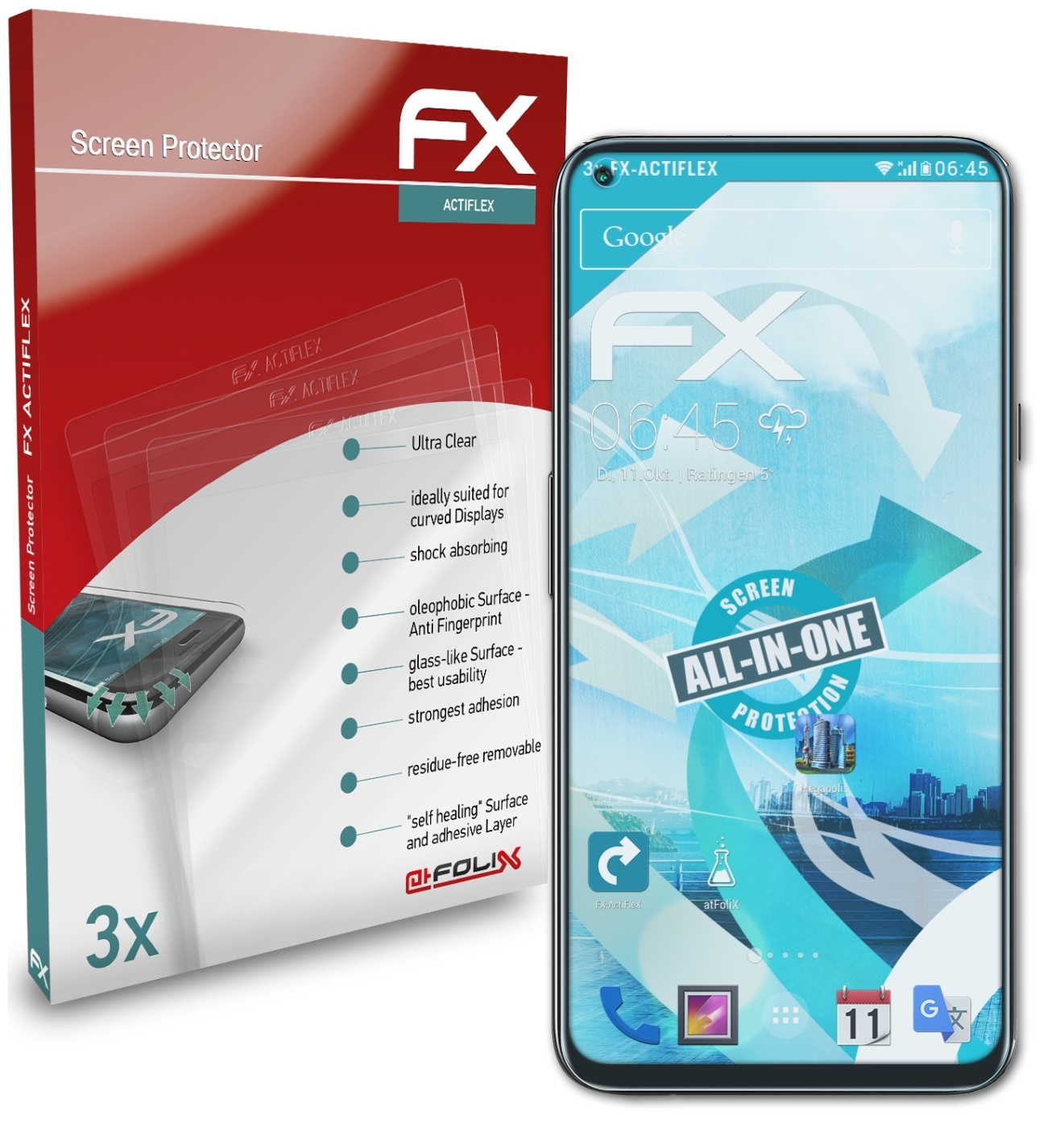 ATFOLIX 3x Cubot Displayschutz(für X30) FX-ActiFleX
