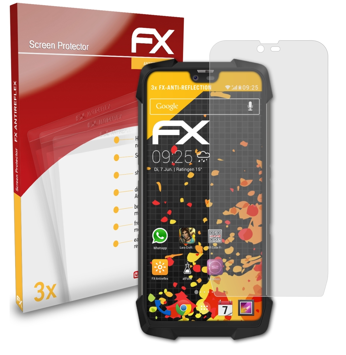 ATFOLIX 3x FX-Antireflex Displayschutz(für Blackview Pro) BV9700