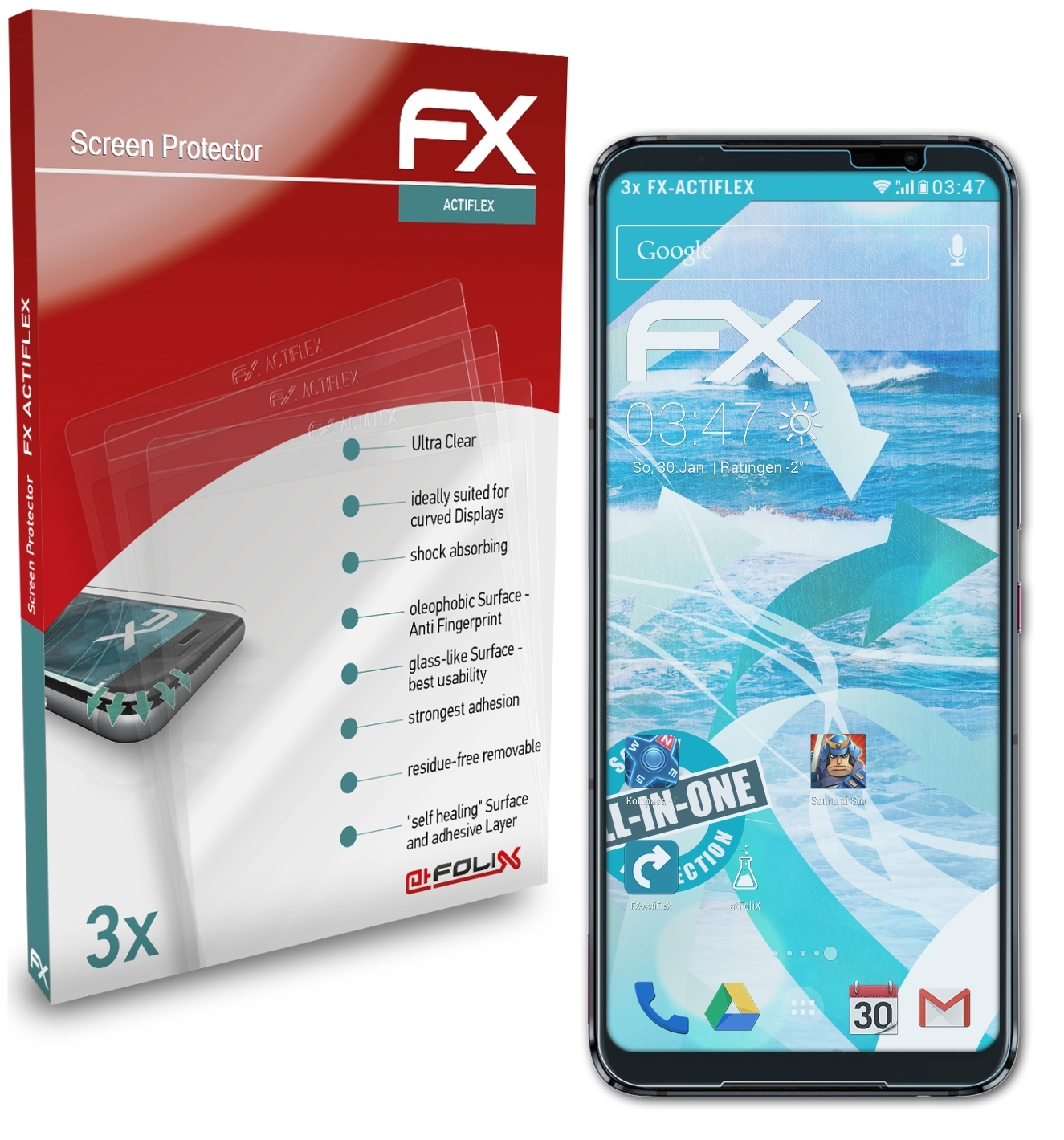 Displayschutz(für ROG 5 Ultimate) Phone Asus 3x FX-ActiFleX ATFOLIX