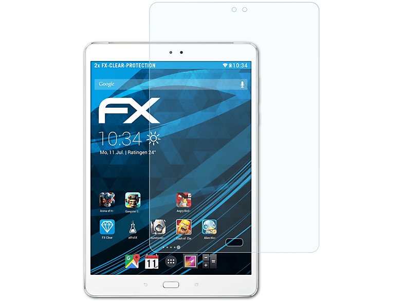 ATFOLIX 2x Displayschutz(für Asus 3S (Z500KL)) FX-Clear 10 ZenPad