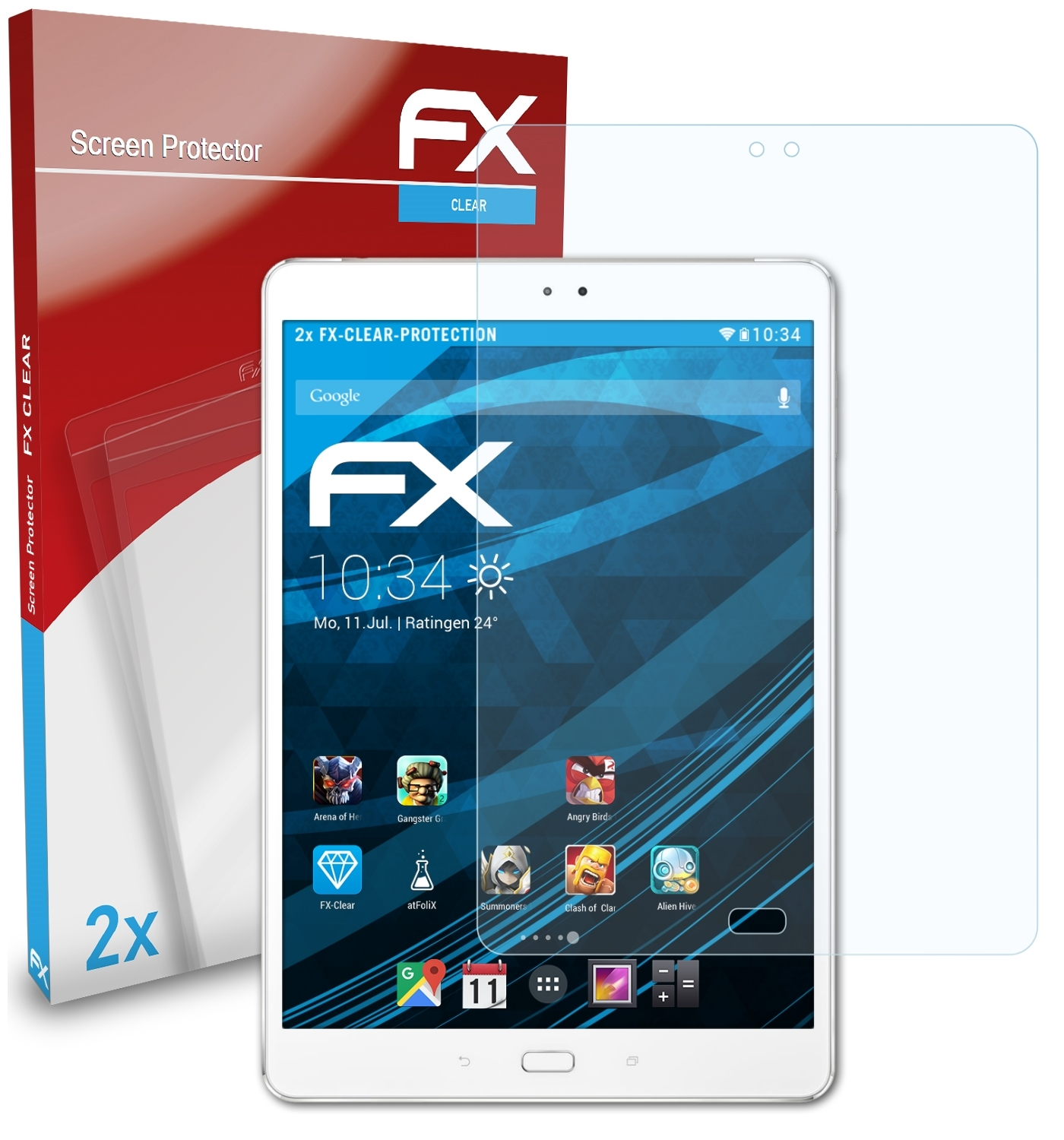 3S ATFOLIX (Z500KL)) 2x 10 ZenPad Asus FX-Clear Displayschutz(für