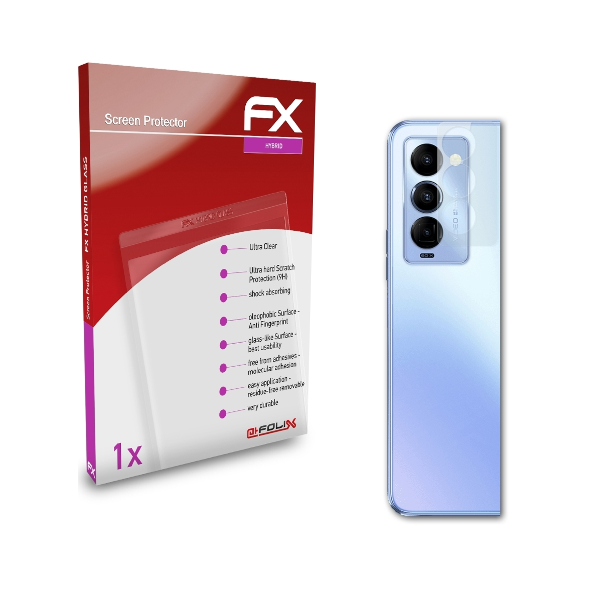 ATFOLIX Schutzglas(für Premier 18 Tecno FX-Hybrid-Glass Lens) Camon