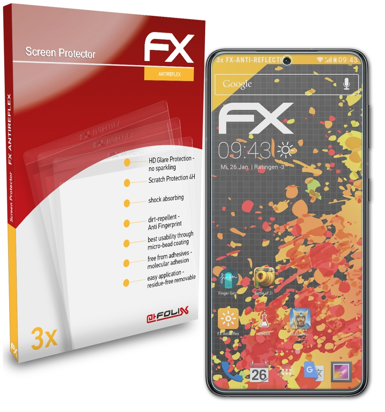ATFOLIX 3x FX-Antireflex Displayschutz(für Samsung S21) Galaxy