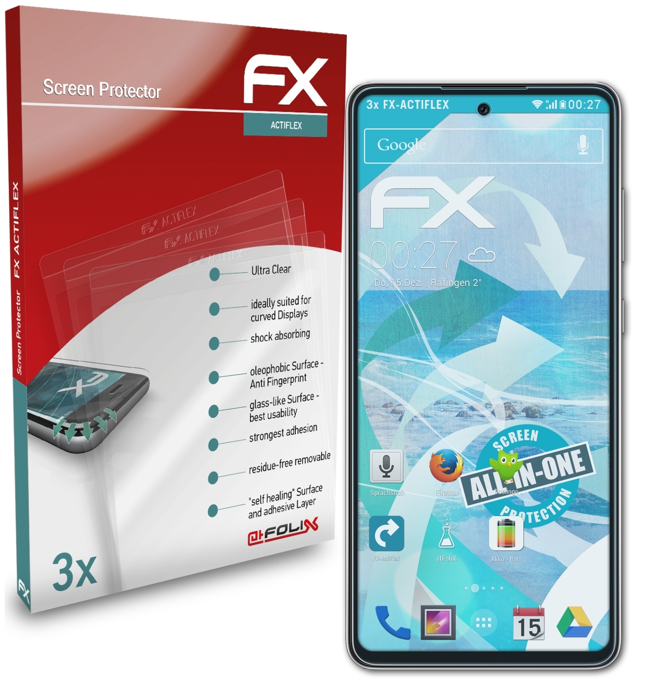 Galaxy 3x Displayschutz(für A72) FX-ActiFleX Samsung ATFOLIX