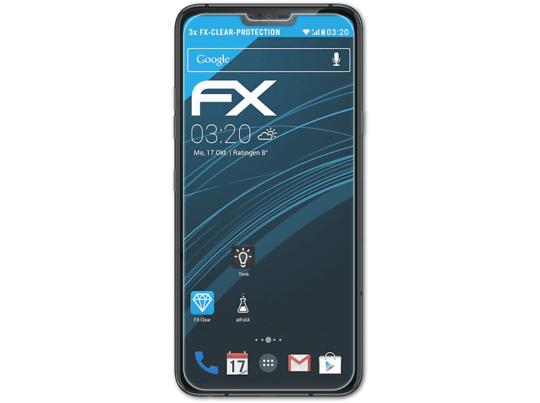 ATFOLIX 3x FX-Clear Displayschutz(für ThinQ) LG V40