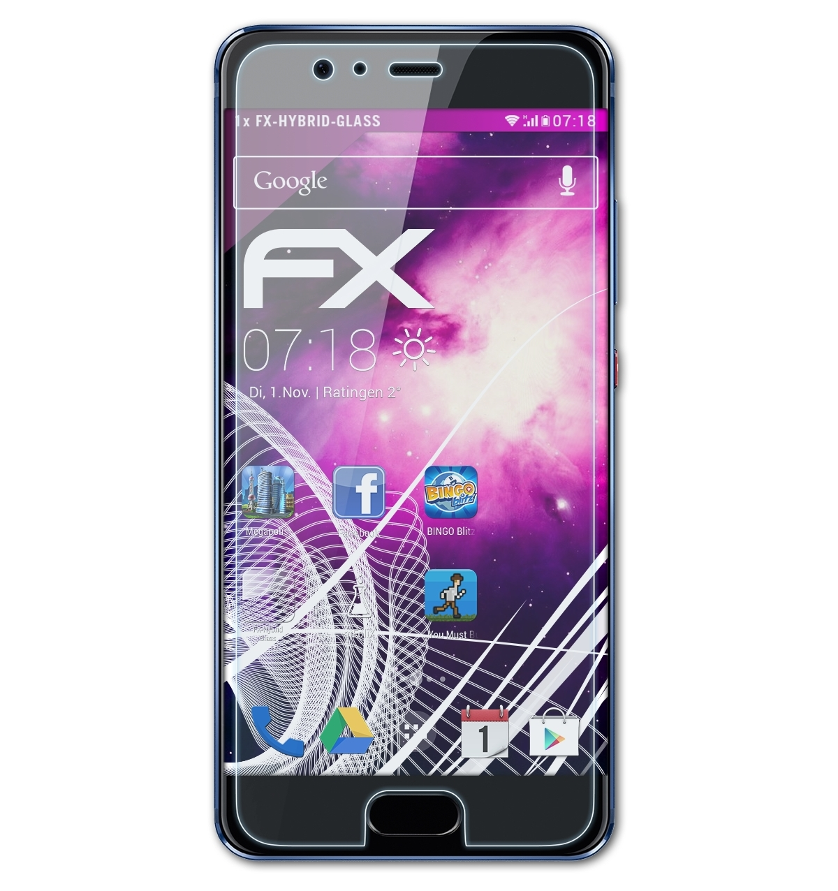 P10) FX-Hybrid-Glass Schutzglas(für Huawei ATFOLIX