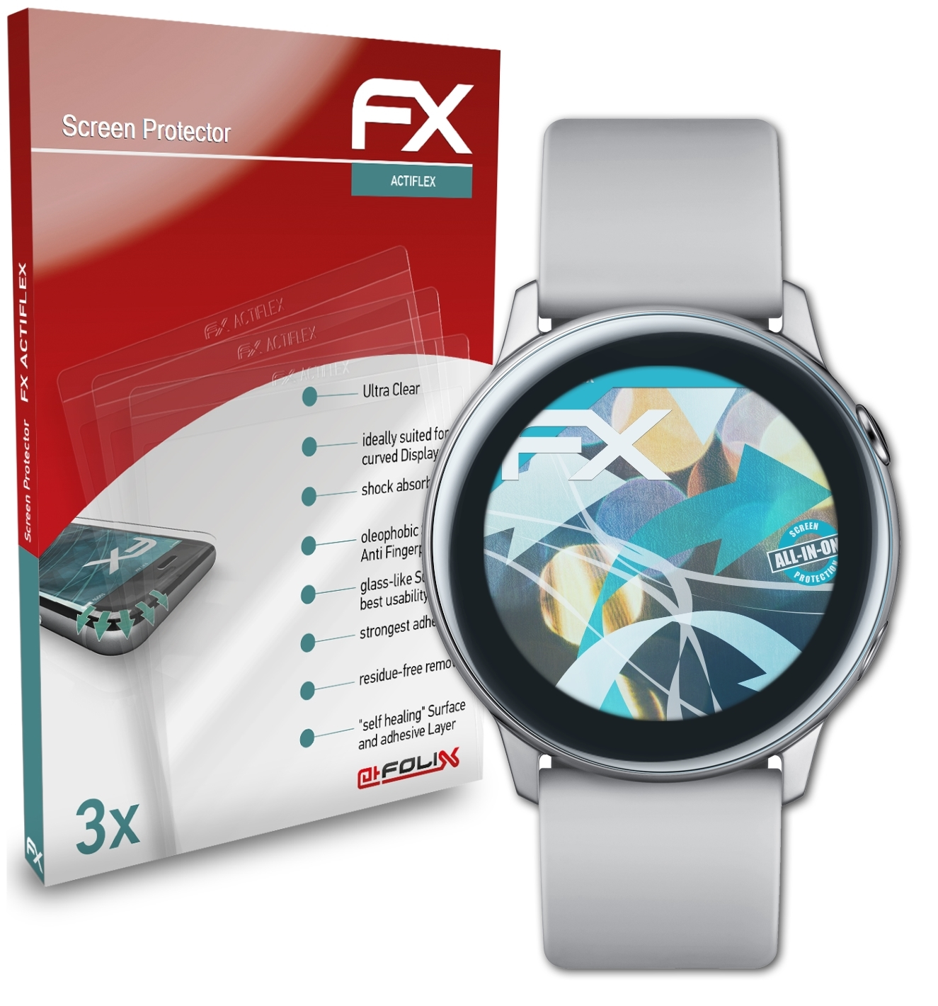 ATFOLIX 3x Watch Galaxy Displayschutz(für Active) FX-ActiFleX Samsung