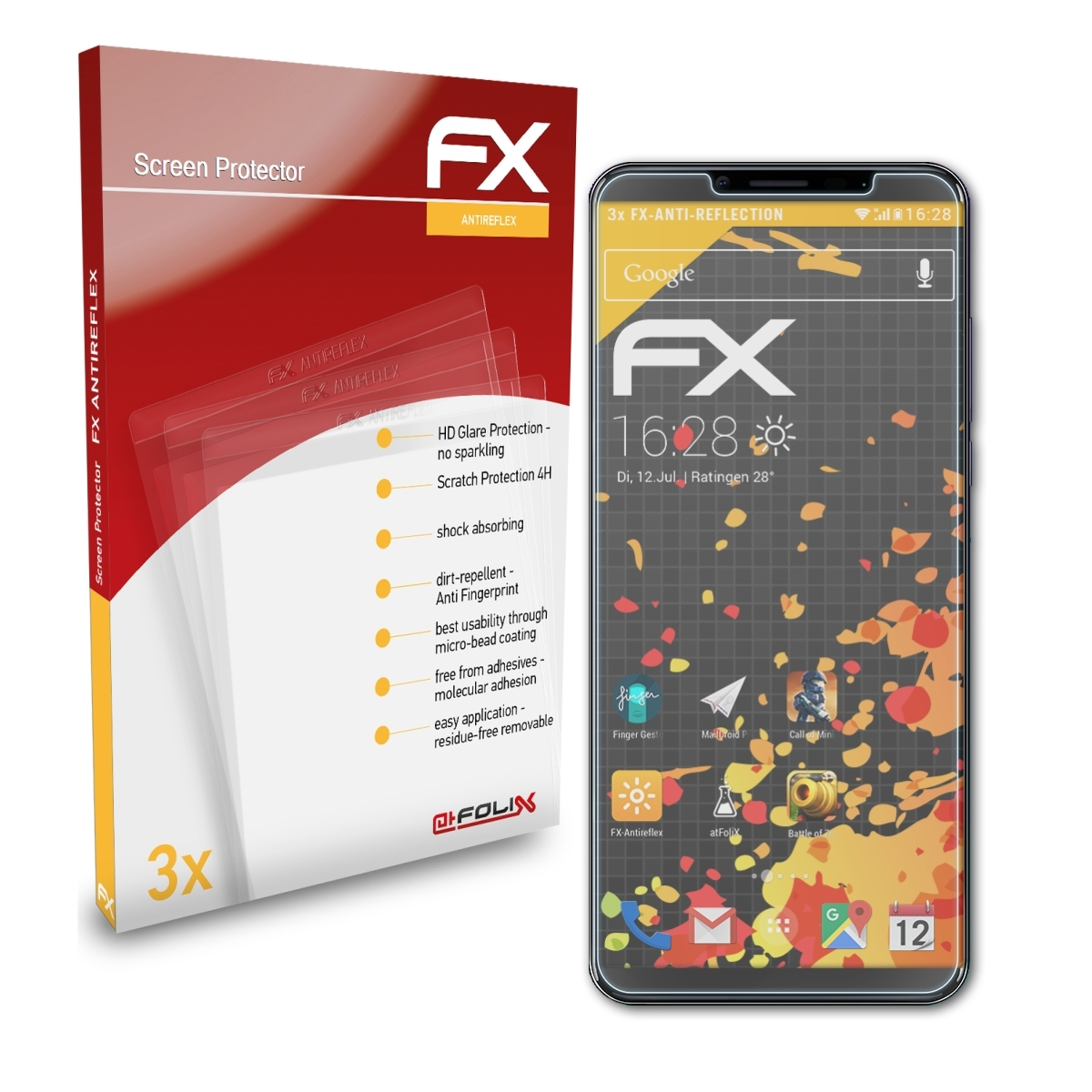 ATFOLIX 3x X19) FX-Antireflex Cubot Displayschutz(für