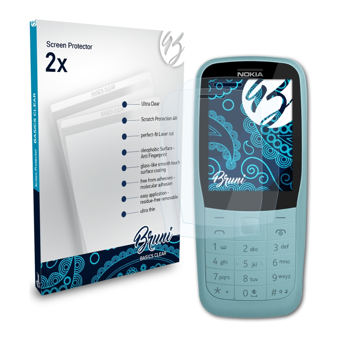 2x Schutzfolie(für BRUNI 220 Nokia (2019)) 4G Basics-Clear