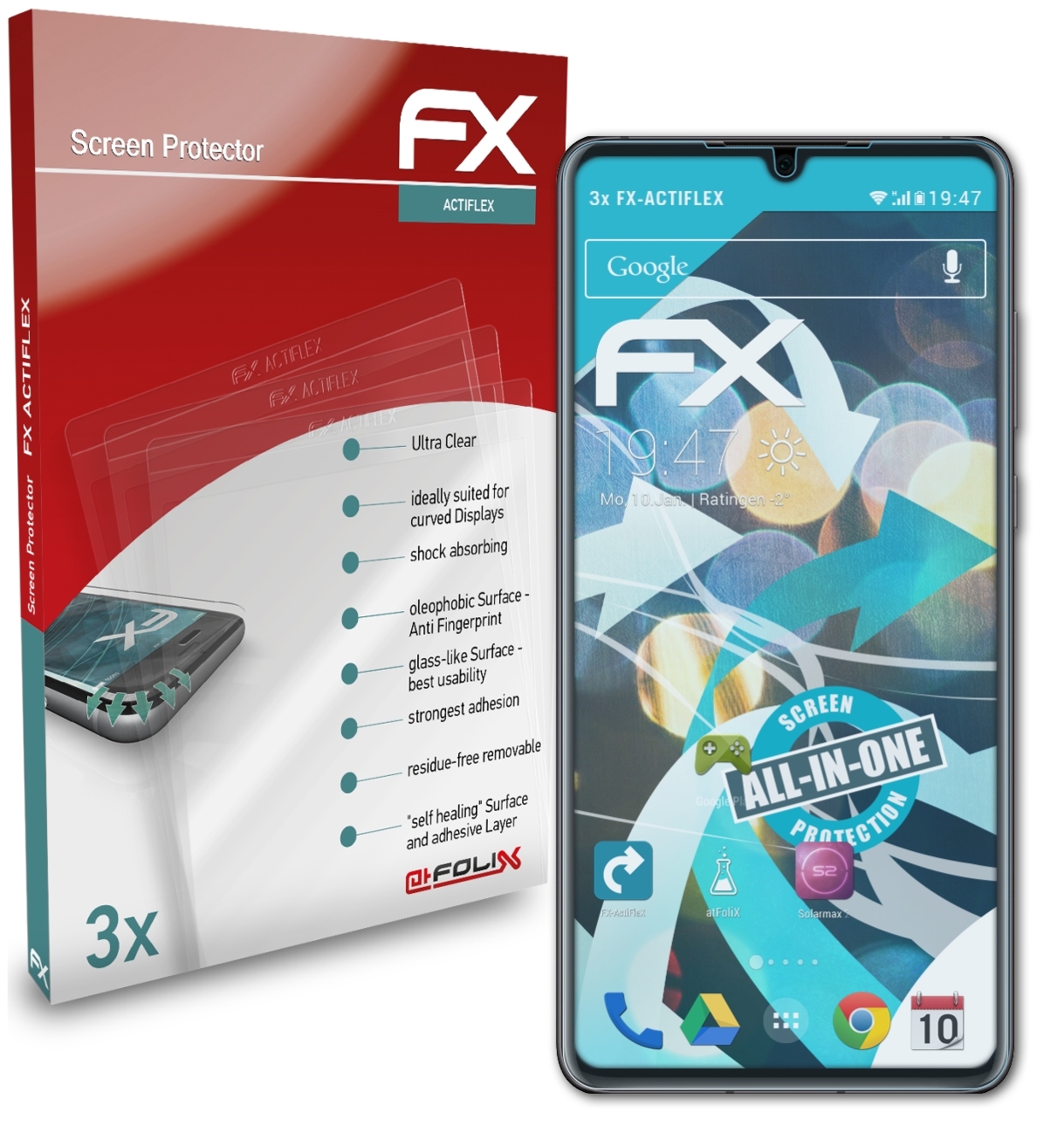 ATFOLIX 3x FX-ActiFleX P30) Huawei Displayschutz(für