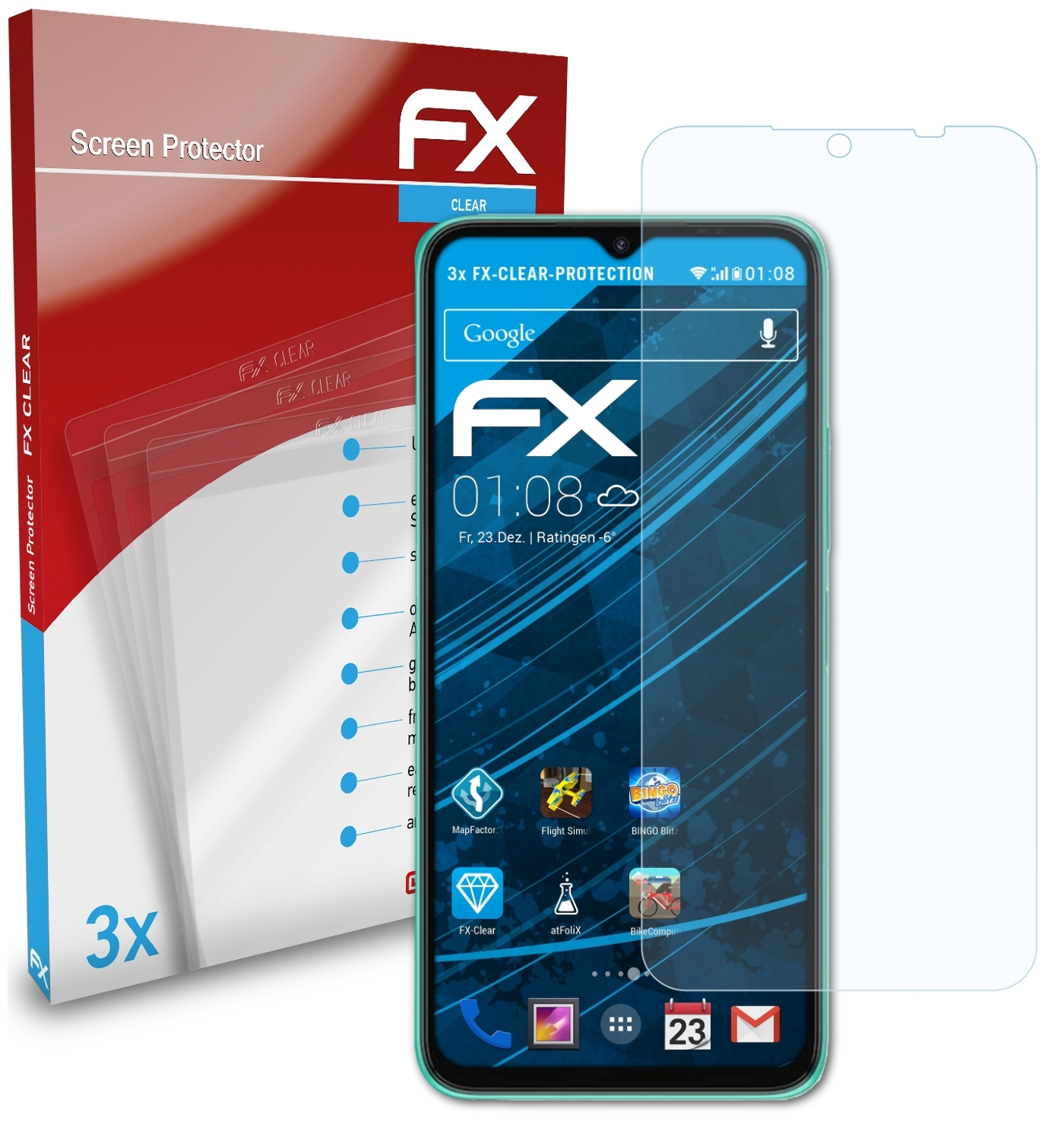 ATFOLIX 3x FX-Clear Displayschutz(für UMiDigi 5) Power