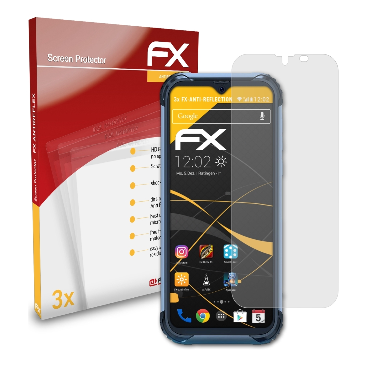 ATFOLIX 3x Displayschutz(für Blackview BV5900) FX-Antireflex