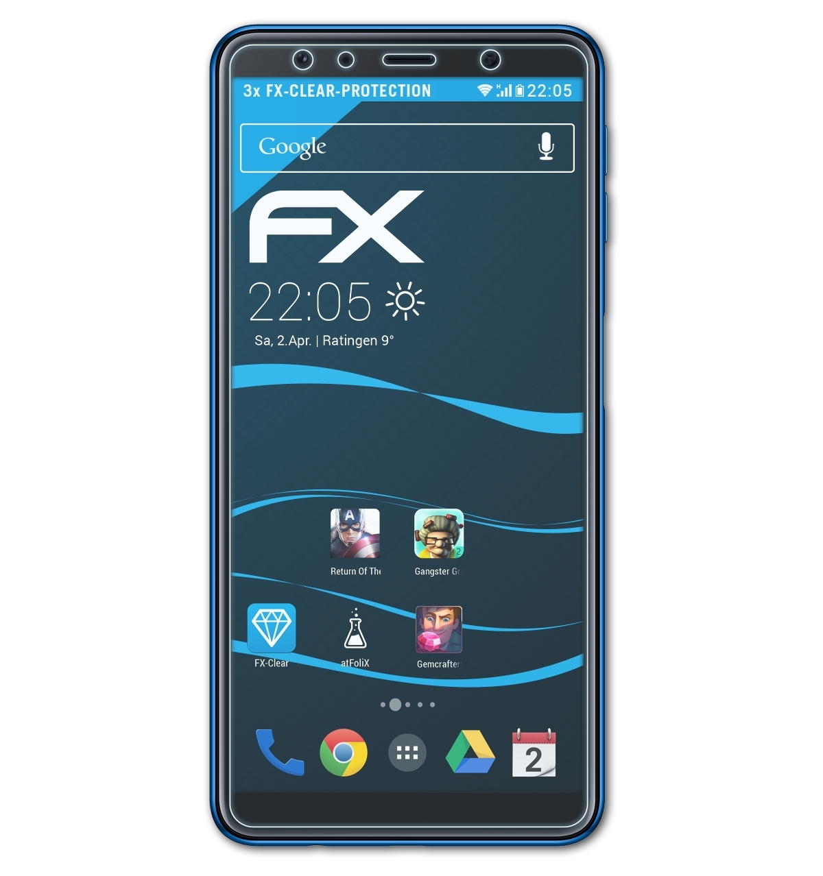 Displayschutz(für A7 Samsung ATFOLIX 3x Galaxy FX-Clear (2018))