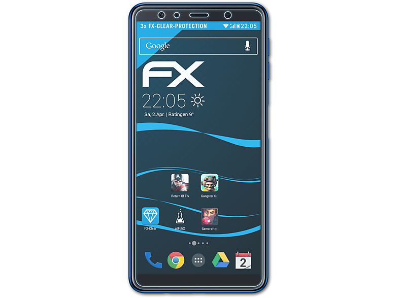ATFOLIX 3x FX-Clear Displayschutz(für Samsung Galaxy A7 (2018))